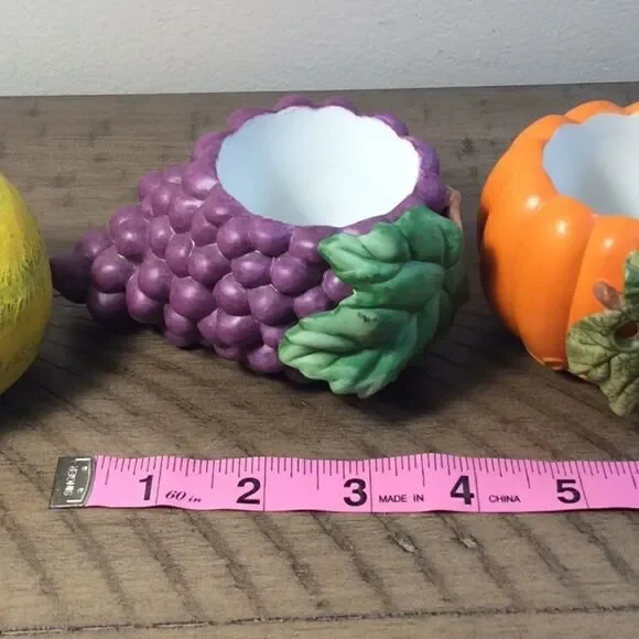 6 Cornucopia tea candleholders grapes 🍇 pear 🍐pumpkin 🎃 peach 🍑 squash &plum - Picture 12 of 16